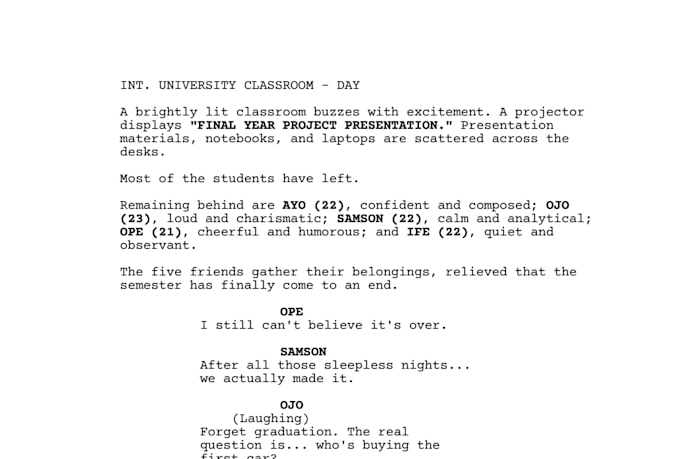 give script coverage feedback, notes, analysis for TV pilot or film screenplay
